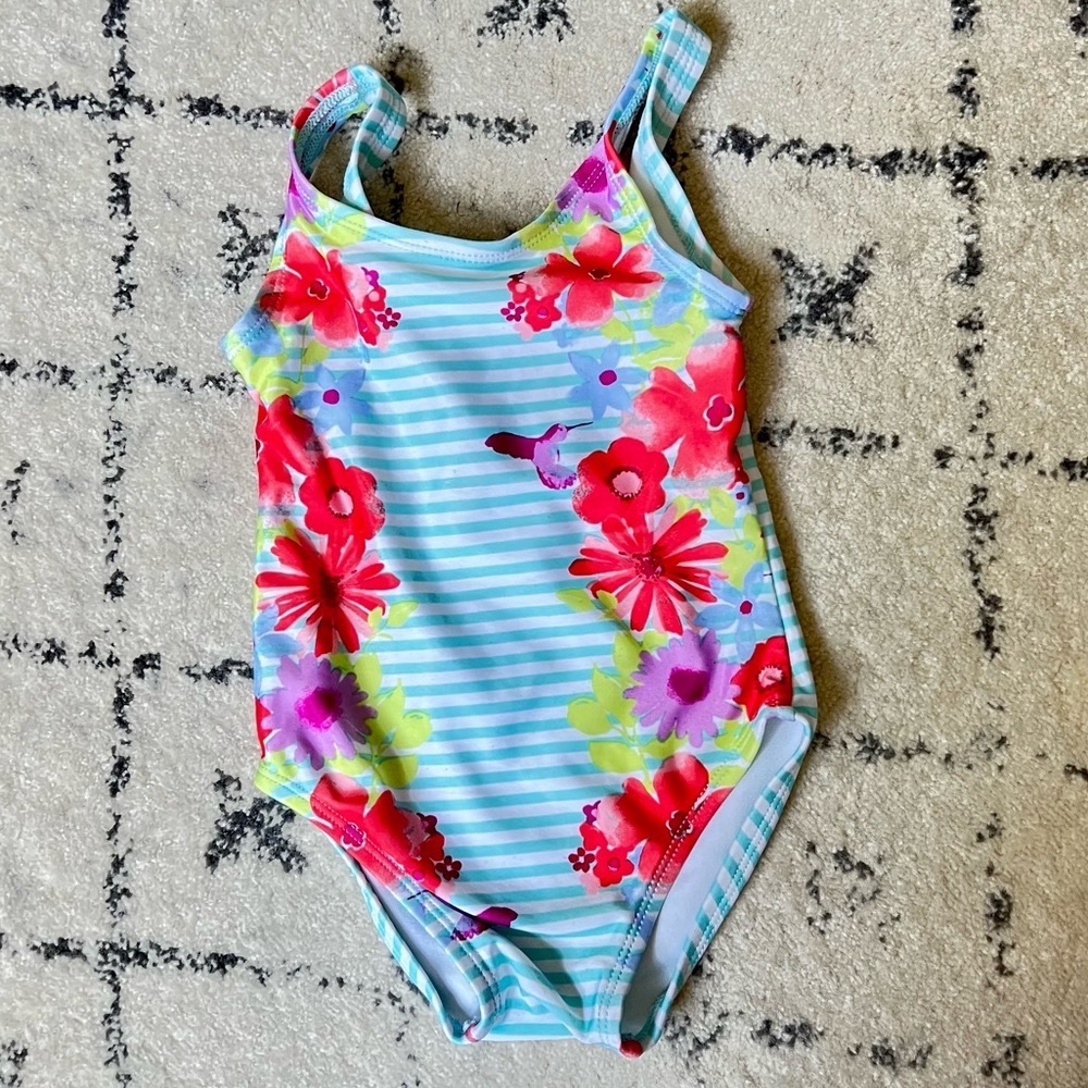 Baby girl floral swimsuit, 18-24mo